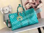 Copy L---V Keepall Bandoulière 50 Green Travel Handbag Turquoise Color